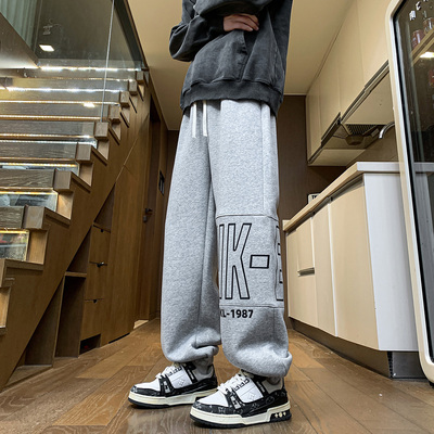 春秋款休闲长裤子男孩13青少年初中学生15岁大童宽松运动纯棉卫裤