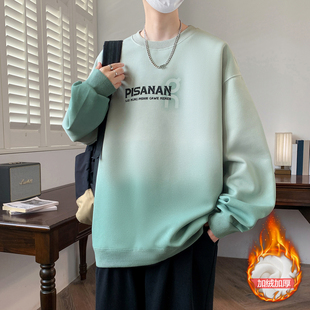 秋冬季加绒加厚卫衣男孩初高中学生保暖打底衫青少年大童冬装上衣