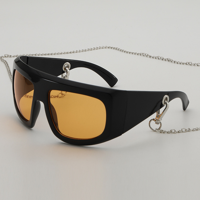欧美新款大框时尚y2k太阳镜男跨境墨镜女带链条眼镜sunglasses