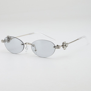 2025年新款椭圆镶钻轻奢金属风辣妹蹦迪穿搭感装饰sunglasses