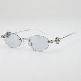 2025年新款椭圆镶钻轻奢金属风辣妹蹦迪穿搭感装饰sunglasses