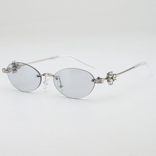 2025年新款椭圆镶钻轻奢金属风辣妹蹦迪穿搭感装饰sunglasses