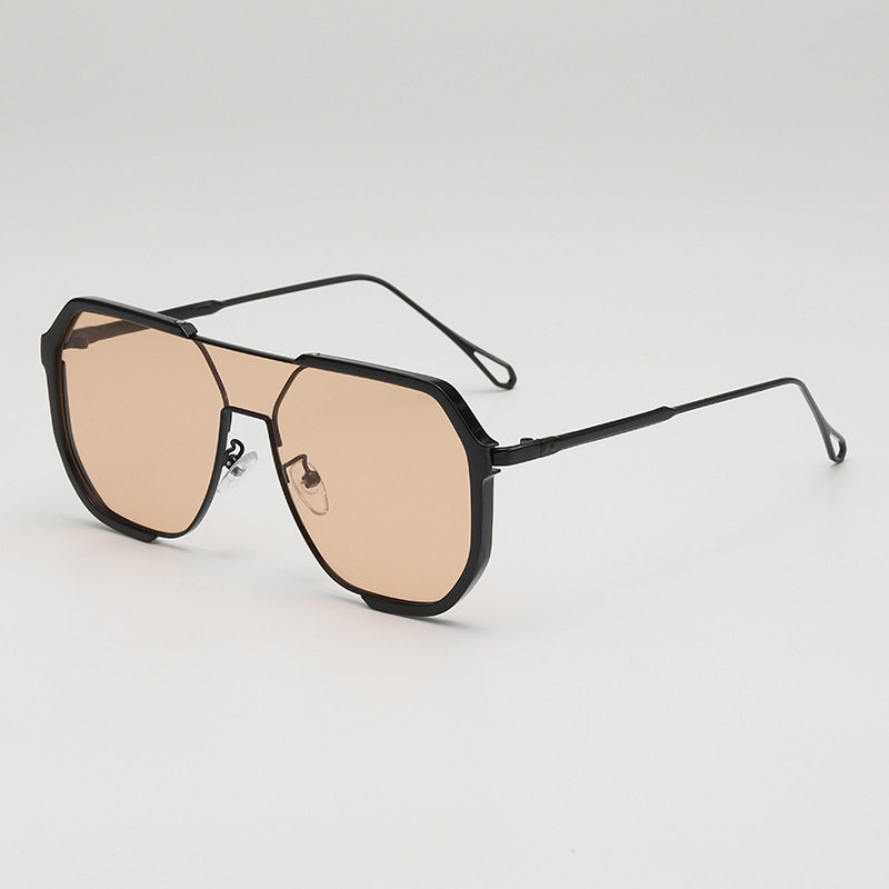 黑框茶色墨镜男士开车防紫外线司机镜大框太阳眼镜双梁连体太阳镜