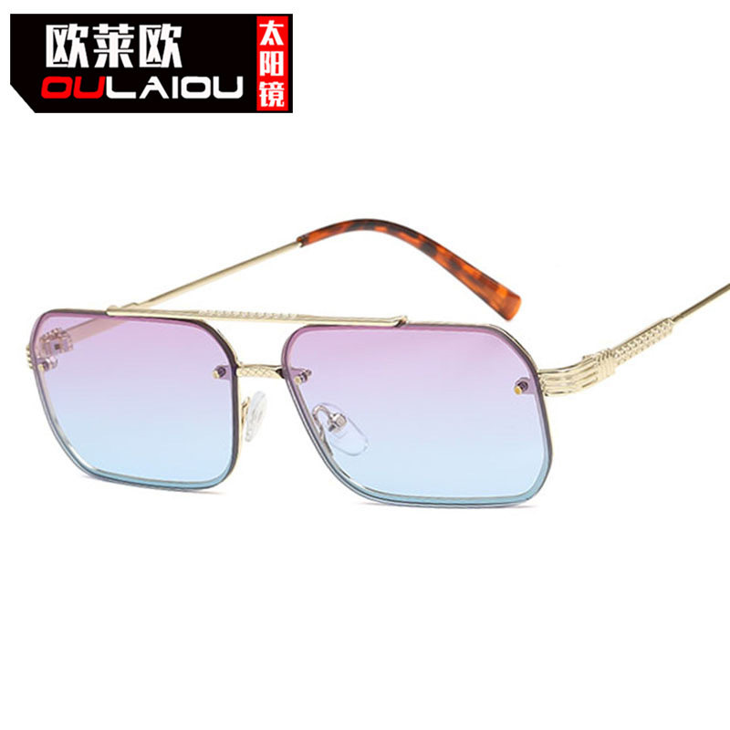 长方形小框金属双梁抄片墨镜新款sunglasses眼镜欧美太阳镜男