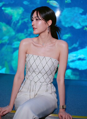 泰国正品 无袖钻石链条抹胸 lingling同款