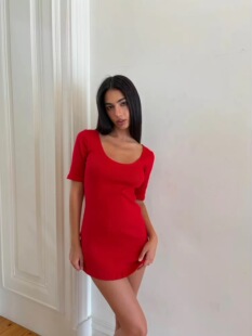 短袖 纯色修身 纯棉连衣短裙 imnotamorningperson 泰国潮牌