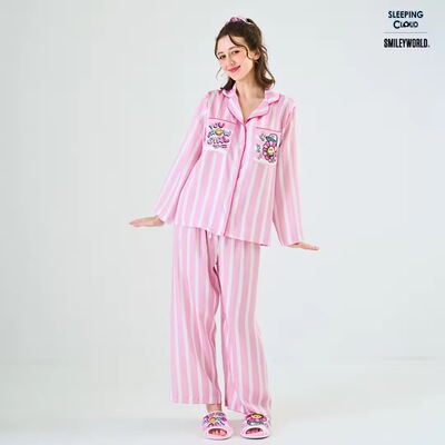 泰国小众品牌 sleeping cloud环保材质条纹长袖睡衣家居服套装