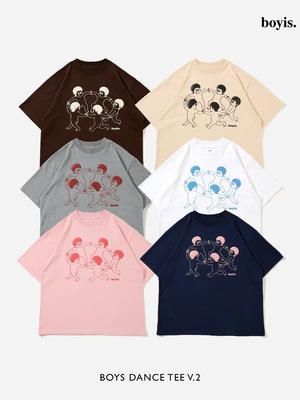 泰国潮牌 boyis 拉手跳舞男孩休闲宽松情侣纯棉短袖T恤