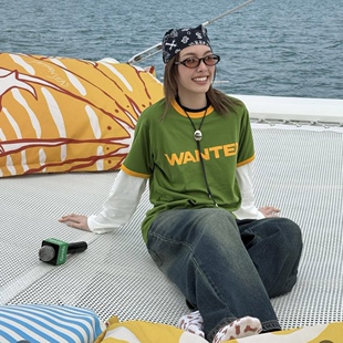 泰国潮牌 mattermakers 绿色wanted描边纯棉短袖 orm同款