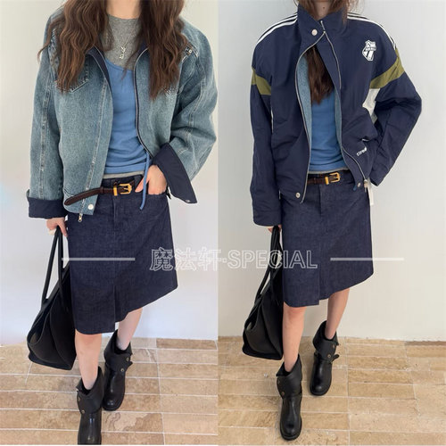 两面穿牛仔棒球夹克女2026秋新