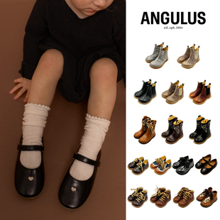 儿童皮鞋 款 纯手工牛皮工艺宝宝圆头靴子男女百搭 经典 丹麦Angulus