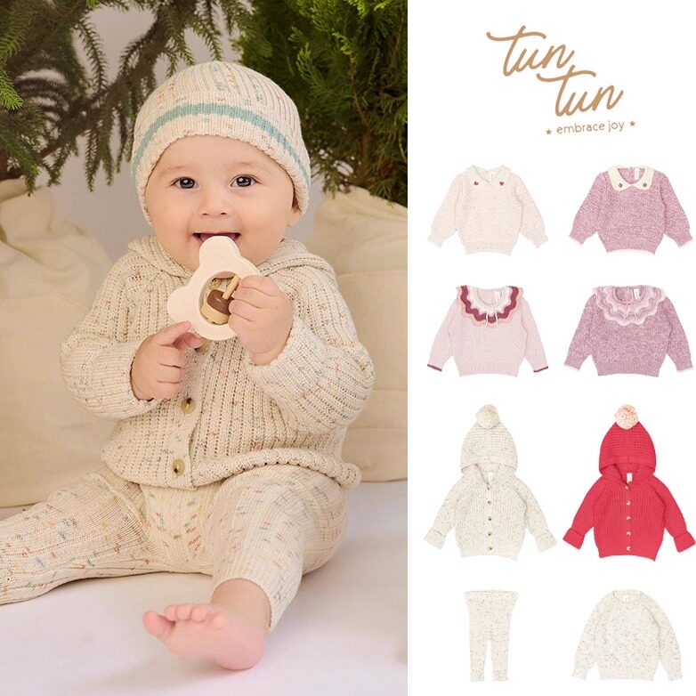 秘鲁TunTun AW25新款婴幼儿童纯棉印花针织毛衣开衫长裤女秋冬