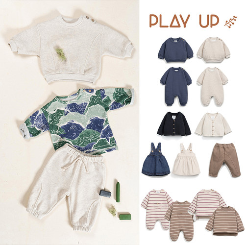 5折|Play up AW25婴幼儿童新款纯色连体衣卫衣上衣开衫长裤背带裙