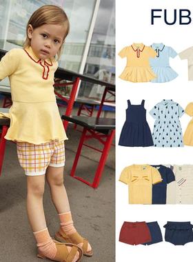 到手5折FUB SS25新款丹麦婴幼儿童polo衫上衣短袖短裤T恤裙子
