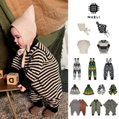 毛衣T恤背带裤 Mabli AW25新婴幼儿童羊毛连体衣针织衫 毛线帽围巾