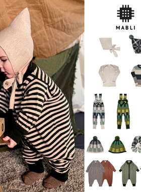 Mabli AW25新婴幼儿童羊毛连体衣针织衫毛衣T恤背带裤毛线帽围巾