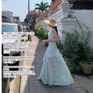 旅游穿搭海边 欧洲站2025夏季 新款 夏季 蕾丝吊带连衣裙清新时尚