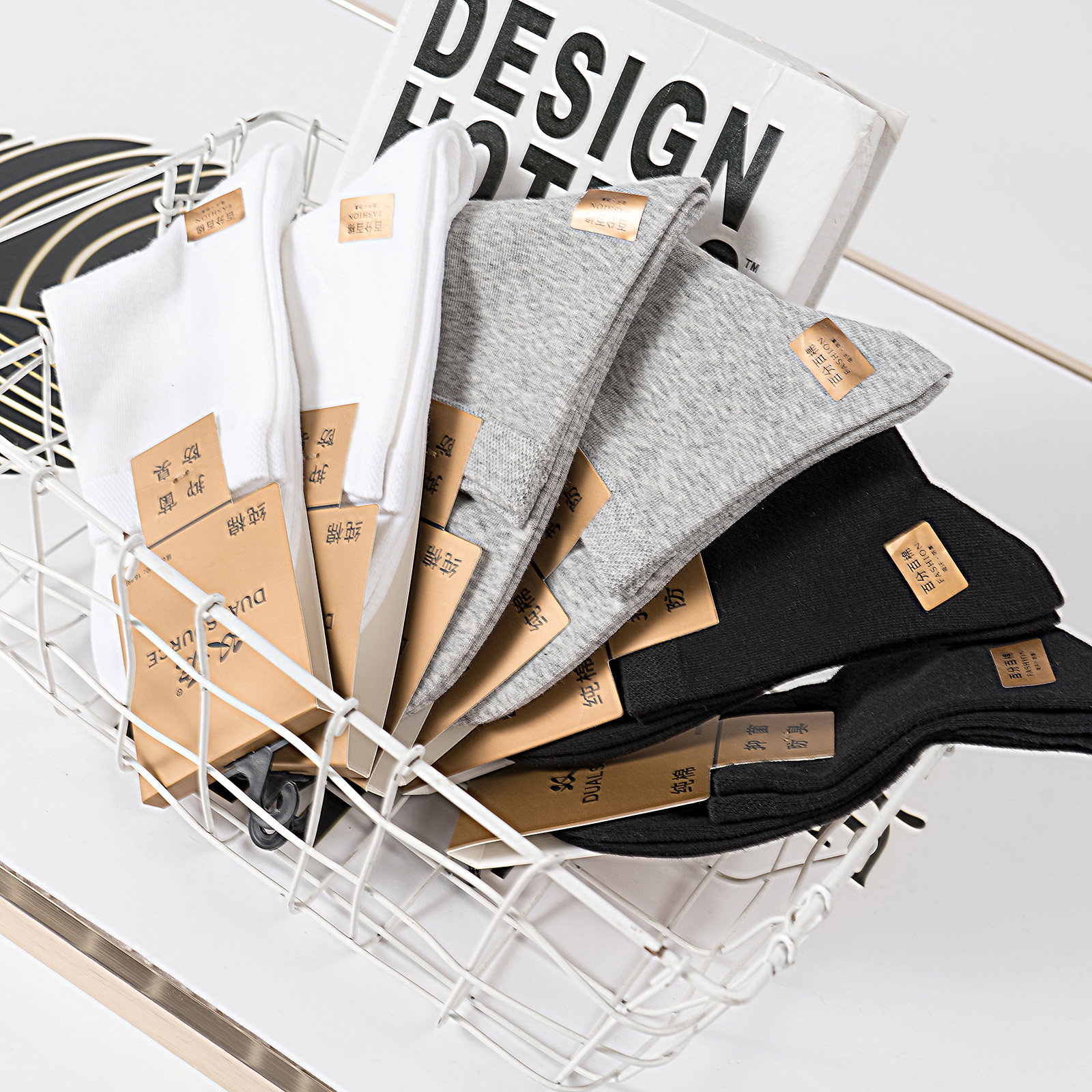 高弹袜子男女纯色透气中筒袜