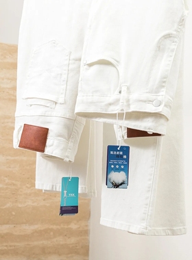 柜5K7！2024男士夏季新款白色牛仔裤老钱风休闲百搭弹力牛仔长裤