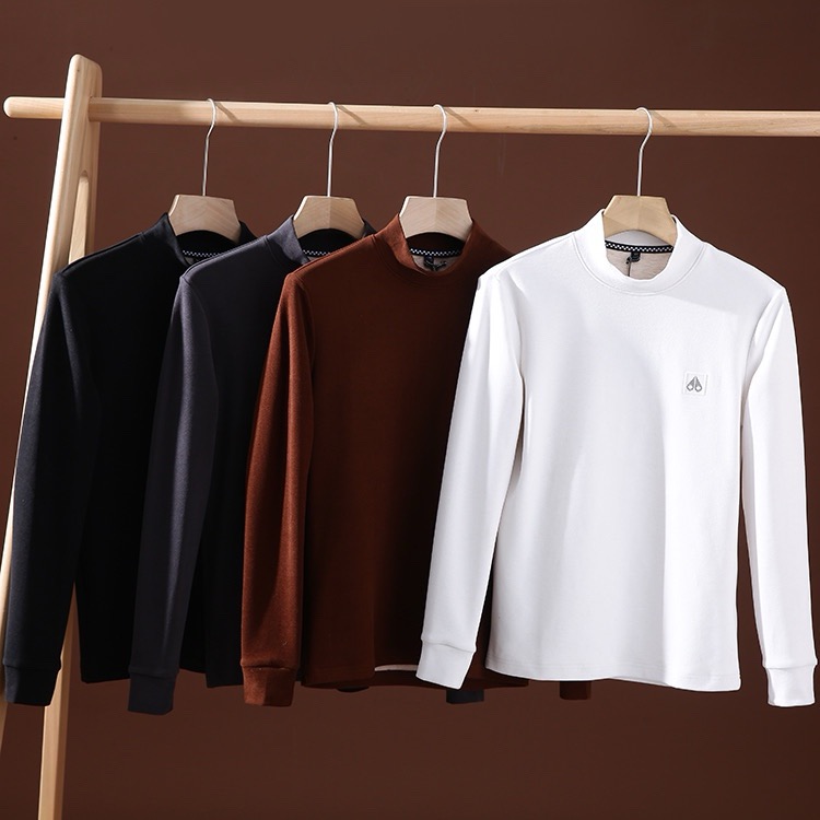 情侣百搭半高领长袖打底衫T恤