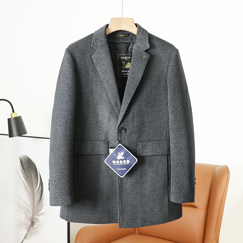 中长羊毛秋冬季保暖脱卸羽绒背心