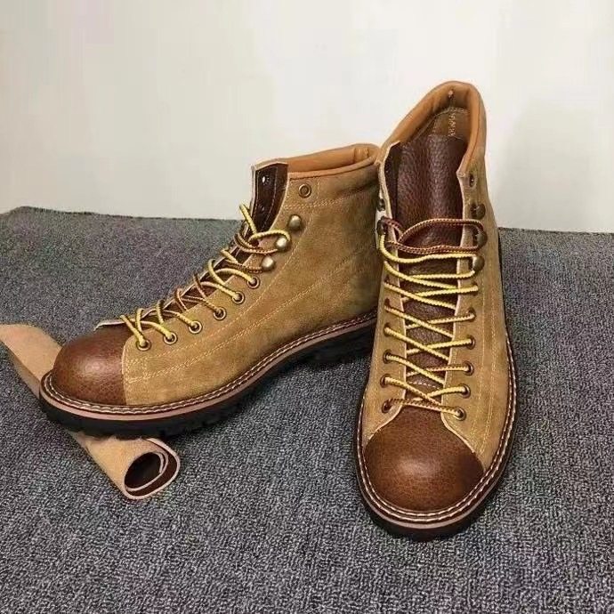 印第安“酋长”男士秋复古真牛皮拼接短脸靴拳击靴阿美咔叽高帮靴,流行男鞋,马丁靴,淘宝优惠券,粉丝福利购,淘宝优惠卷