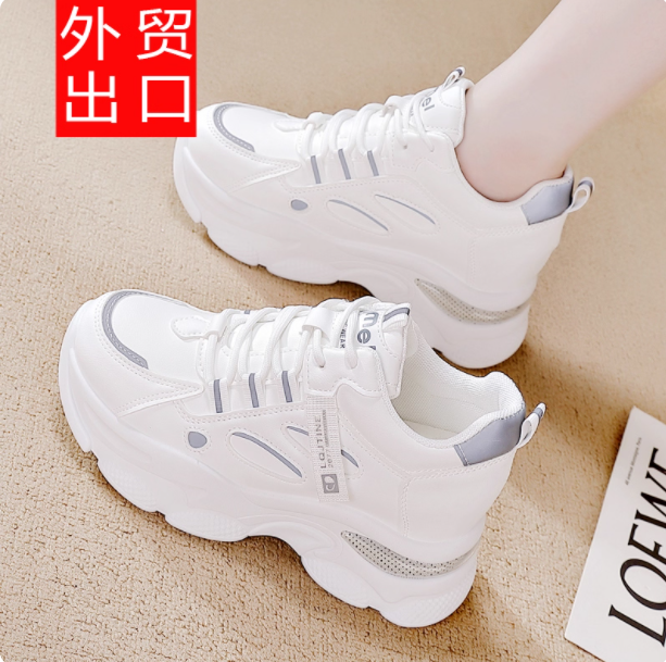 乔舟女鞋真皮防滑老爹鞋女2025冬季新款加绒内增高休闲运动鞋女款