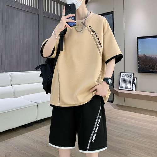 赠送运费险丨轻松穿出高级感，一键get夏季休闲潮牌短袖T恤男套装