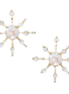 Yi Collection珠宝 18K 月光石&钻石 彩虹星芒耳环