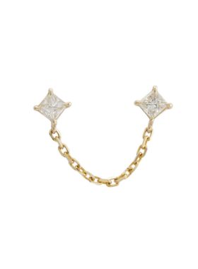 Yi Collection珠宝 18K 女神款 优雅钻石链式一体耳钉耳环