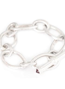 YI Collection 925纯银 反镶红宝石T字套索 简约戒指