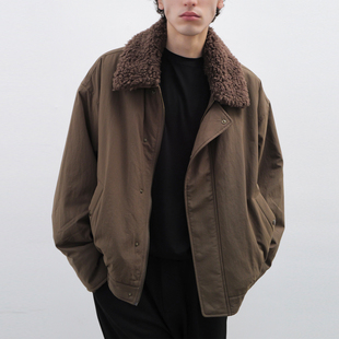 HUNTINGOLD冬季限定超重磅可拆卸羊毛领御寒复古宽松休闲棉服1533