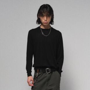 HUNTINGOLD高端山羊毛针织秋冬保暖长袖黑白灰纯色打底衫1533