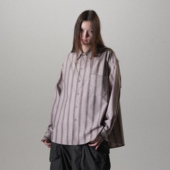 衬衫 「超值精选」1533 棉麻廓形复古宽松色织条纹长袖 HUNTINGOLD