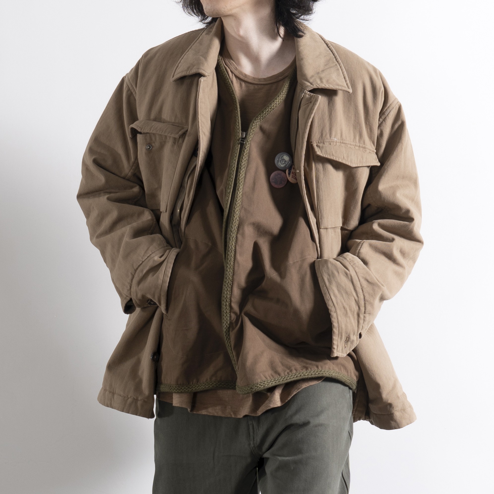 1533宽松休闲日系复古中长款风衣