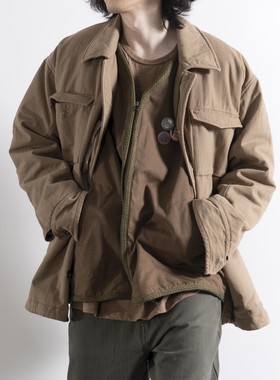 HUNTINGOLD宽松休闲日系vintage复古中长款风衣卡其加厚棉服1533