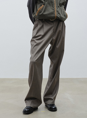 HUNTINGOLD经典百搭宽松休闲直筒复古休闲羊毛西裤柔软舒适1533