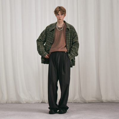 100%纯羊毛格纹加厚冬季毛呢夹克