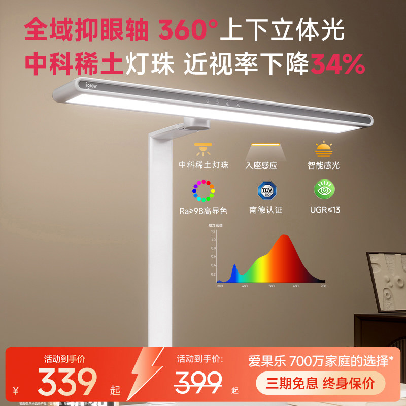 igrow爱果乐儿童学习护眼灯大路灯学生阅读全光谱立式落地台灯