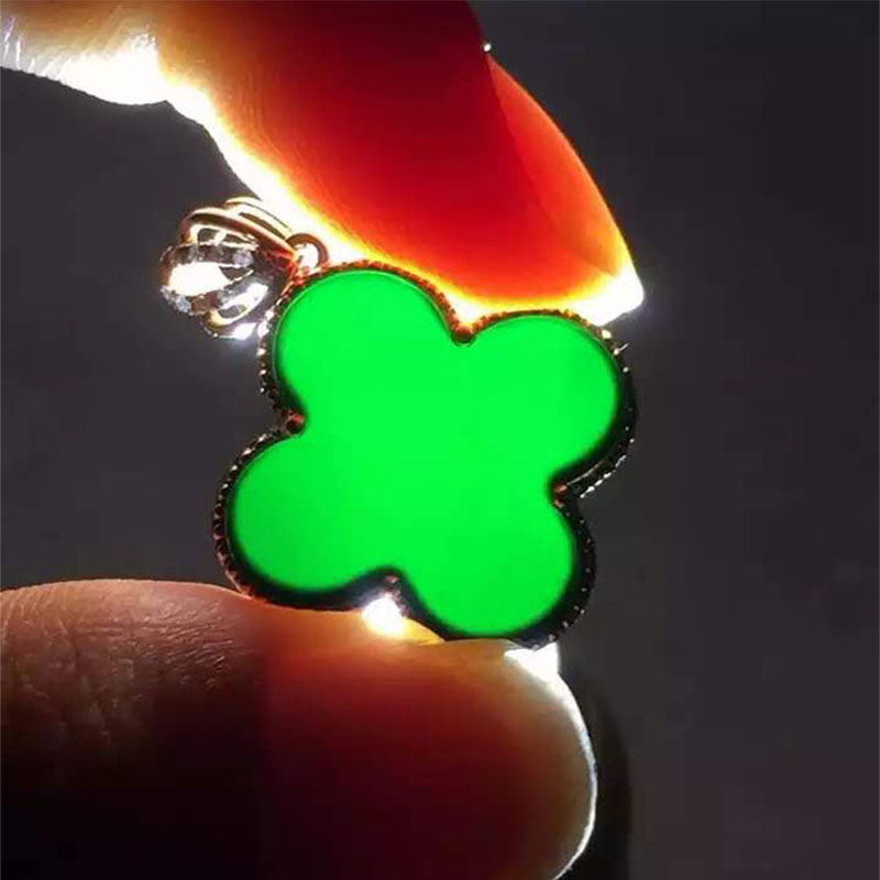 墨翠四叶草项链g18k方形戒指耳钉