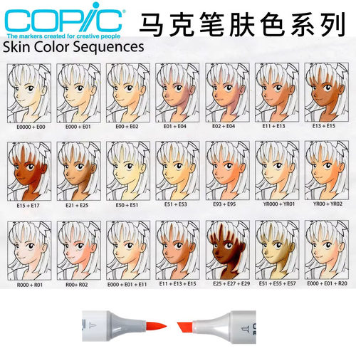 日本马克笔copic肤色人物