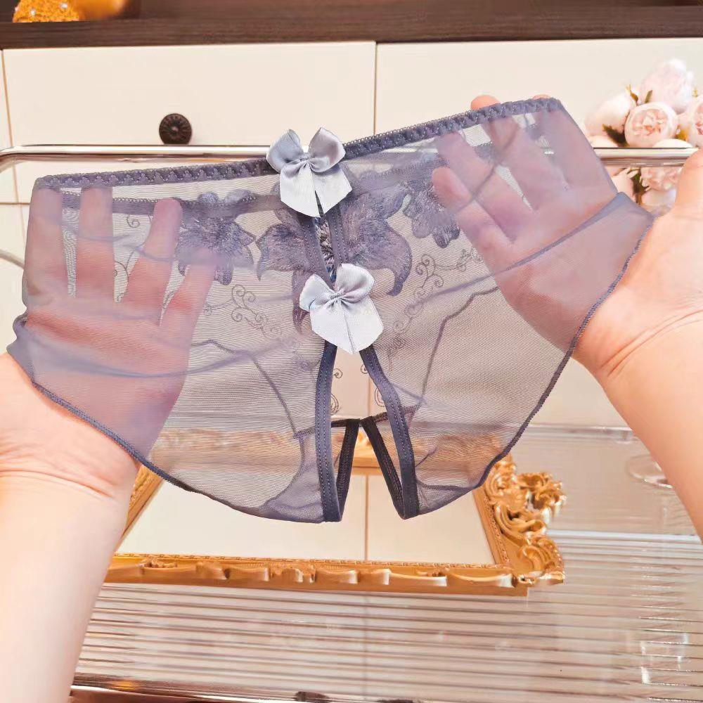 全透明镂空性感内裤女开档免脱绣花情调诱惑低腰超薄无痕丁字新品