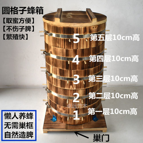 圆桶蜂箱土养底开巢款蜜蜂桶