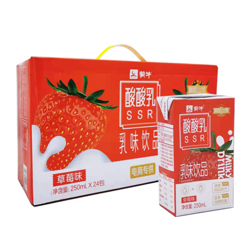 蒙牛牛奶酸酸乳 原味 250ml*24盒营养乳味饮品草莓味电商版 - 封面