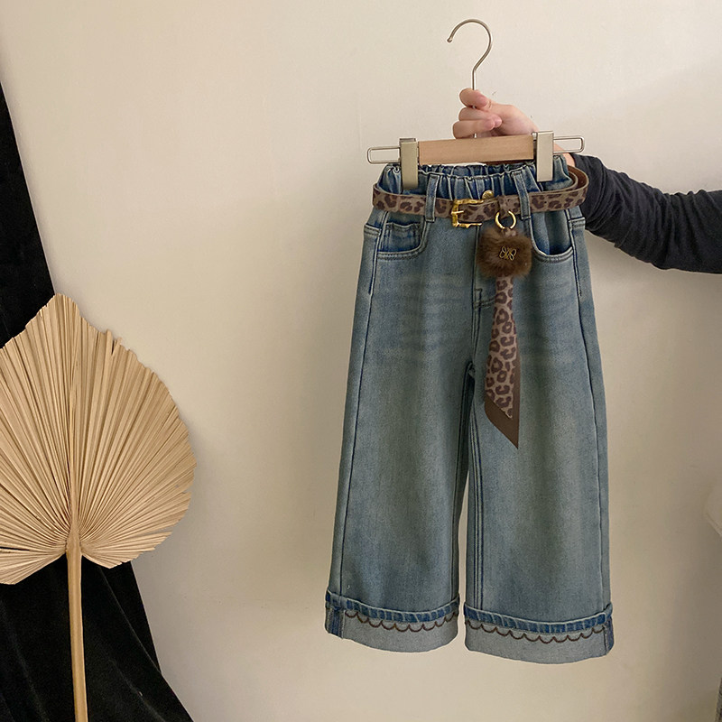 韩版女童2025秋冬季新款洋气加绒刺绣牛仔裤中小童时尚洋气裤子潮,童装/婴儿装/亲子装,儿童牛仔裤,淘宝优惠券,粉丝福利购,淘宝优惠卷