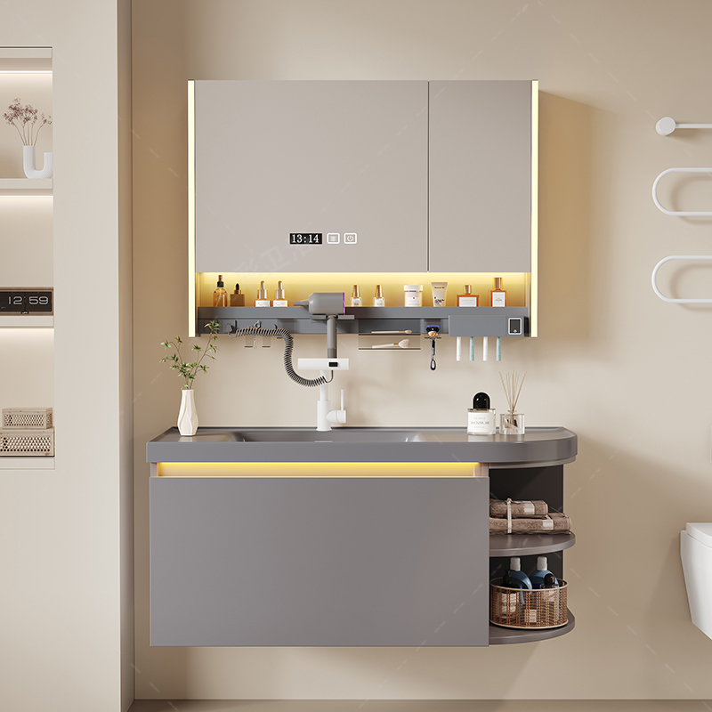 橡木烤漆浴室柜组合洗脸盆柜