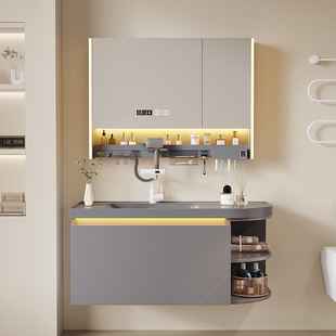 橡木烤漆浴室柜肤感一体盆卫浴柜洗脸盆柜组合台盆柜洗手台洗漱台