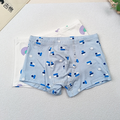 男童卡通积木透气平角内裤2条