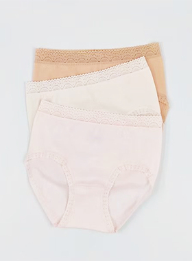 吉棉内裤3条装性感蕾丝边女士内裤高腰无缝舒适底裤短裤/YP24162