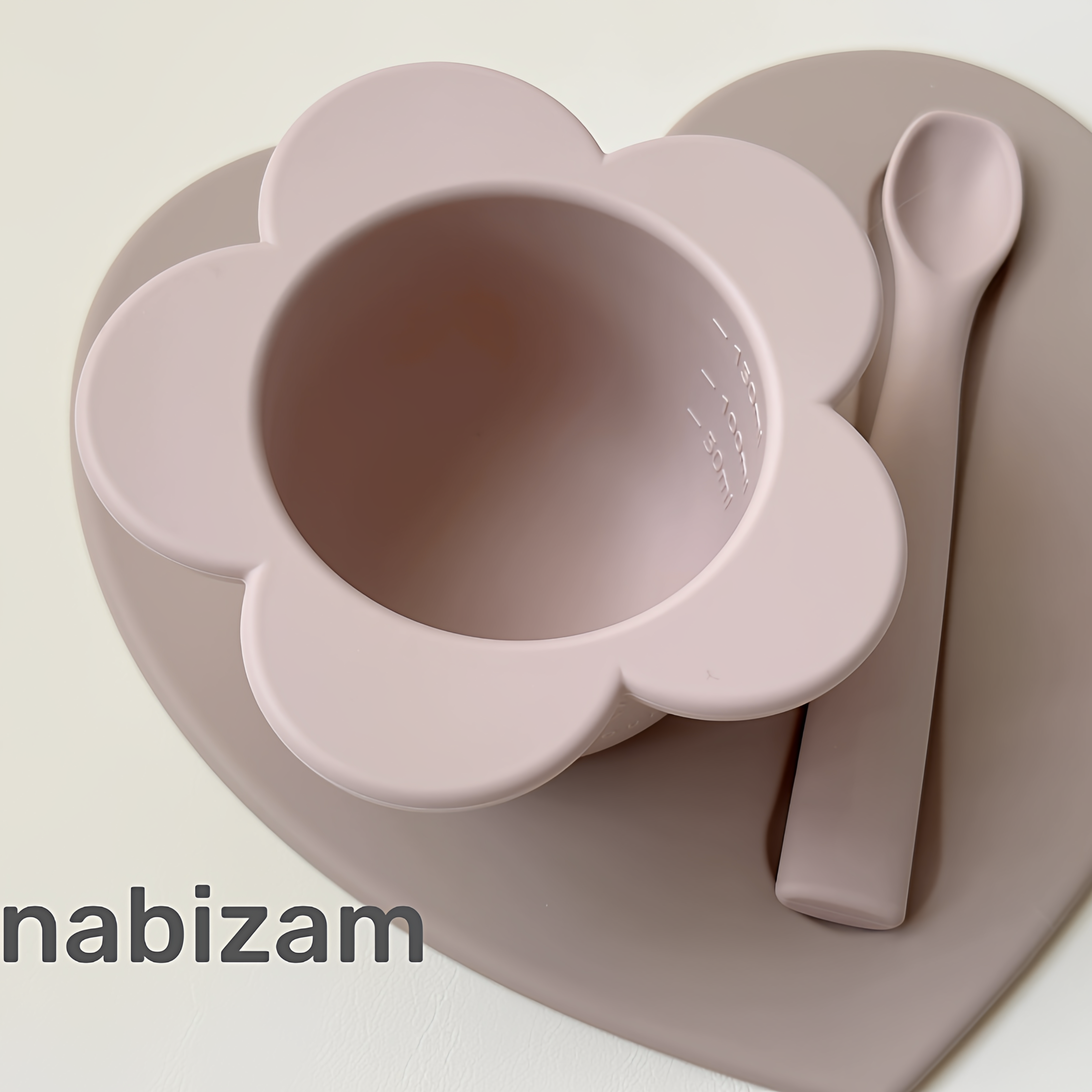 nabizam韩国乐比赞硅胶餐具套装宝宝蝴蝶结分格盘碗勺